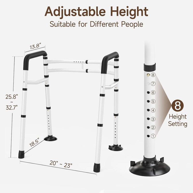 WAYES Toilet Safety Rails, Adjustable Detachable Toilet Frame for Elderly, Seniors, Handicap & Disabled, Foldable Handicap Toilet Handles Fit Most Toilets (300 LB) - Image 3